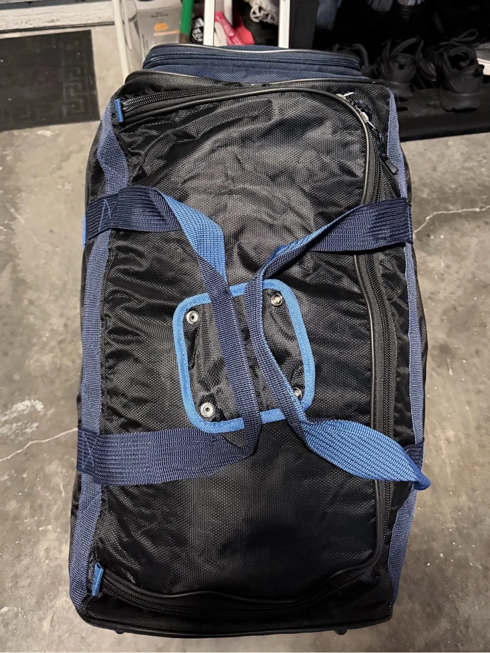 Nautica Royal Blue Rolling Travel Duffel with Bold Logo